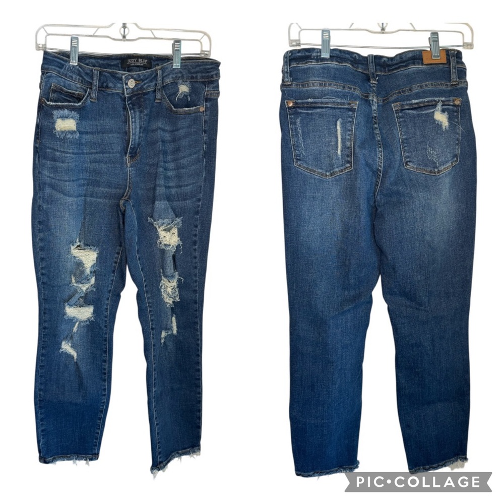 Judy Blue High Waist Distressed Cropped Boyfriend Jeans